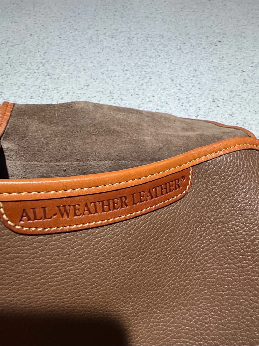 Dooney & Bourke Brown Pebbled Leather Messenger with Tan Trim